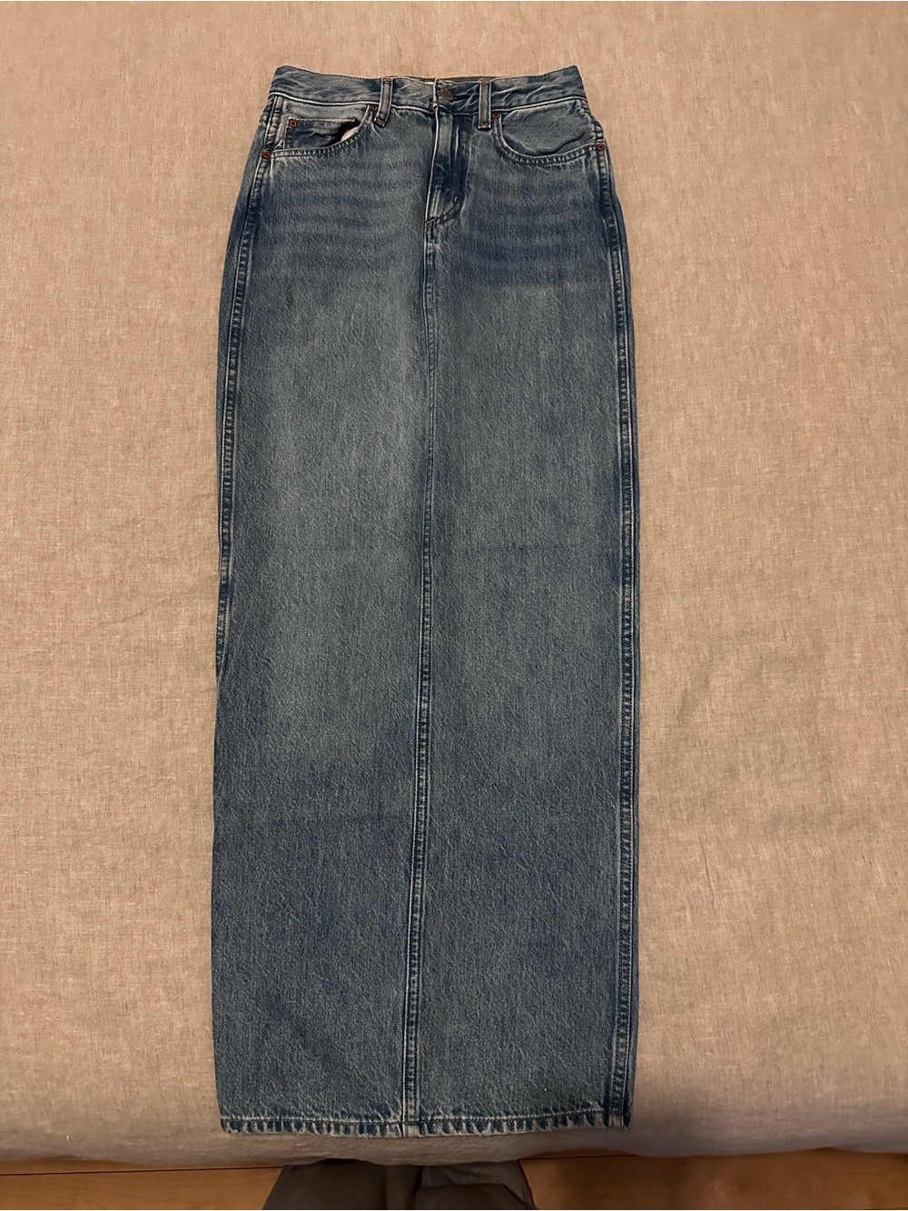 Aritzia Denim Maxi Skirt in Medium Blue